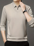 [PAGUE 2 LEVE 4] Camisa Polo Casual Elegance em Malha de Seda Gelo e Poliéster + BRINDES: Carteira e Relógio